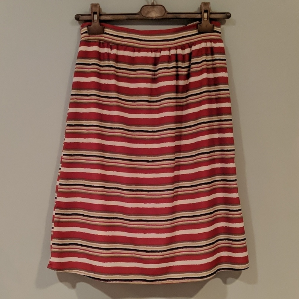 Everly, colorful striped skirt, size small with a built in slip